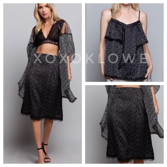 Black Satin Polka Dot Sleeveless Cami Blouse - Picture 4 of 9